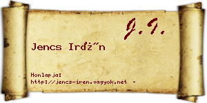 Jencs Irén névjegykártya